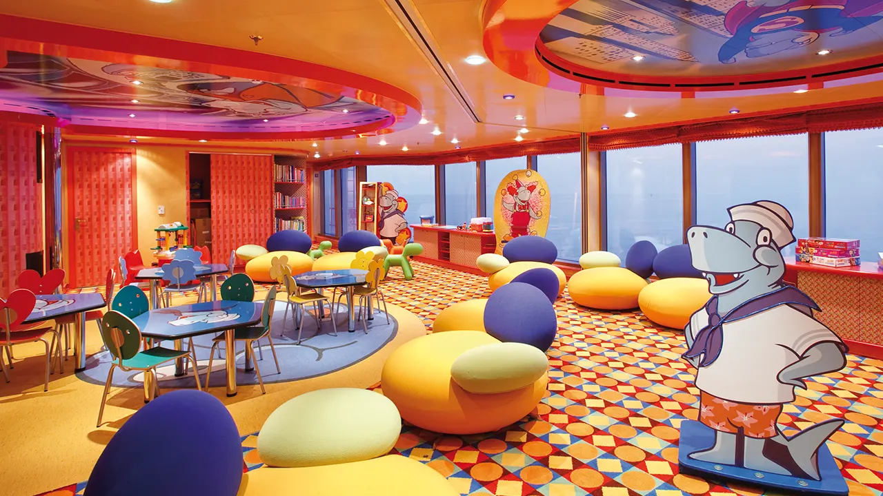 Favolosa Costa Favolosa: Luxurious cruise ship with elegant décor, comfortable cabins, and balconies. Offers premium services and modern amenities.